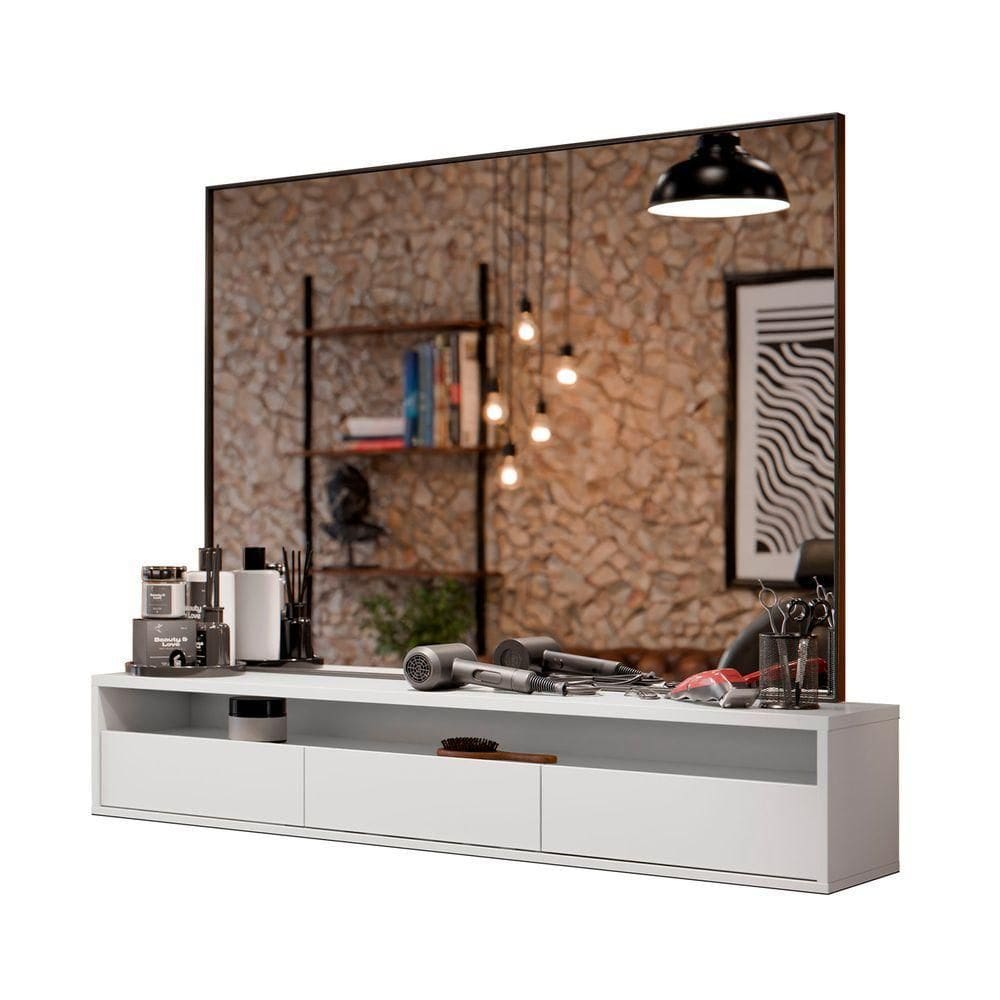 Bancada Suspensa Para Salão De Beleza Cabeleireiro Balcão De Barbearia Suspensa Life - Branco - Moveisaqui