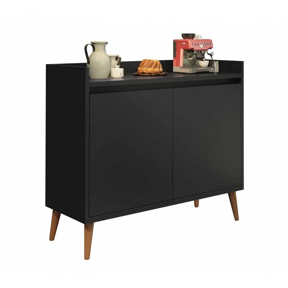 Buffet Aparador Retrô Clássico 2 Portas Preto - Moveisaqui