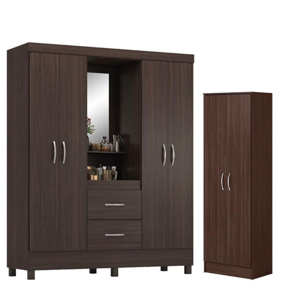 Guarda Roupa Casal Capelinha Lord Com Sapateira Multiuso Golden Café - Demóbile