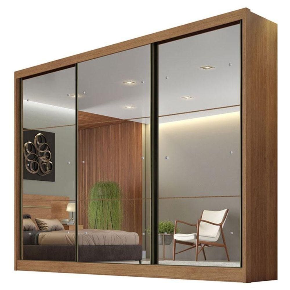 Guarda Roupa Casal Atlanta 3 Portas 8 Gavetas Com Espelho Cumaru 23 - Novo Horizonte