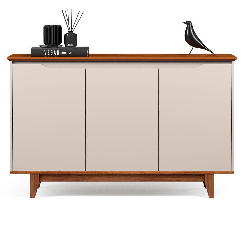 Buffet 3 Portas Flow Off White Com Freijo