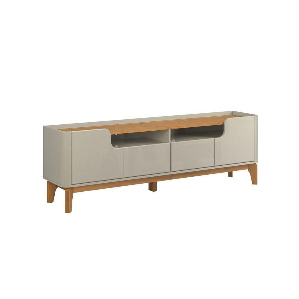 Rack Estante Flip 4 Portas Para Tvs Até 60 Polegadas Off White Com Cinamomo