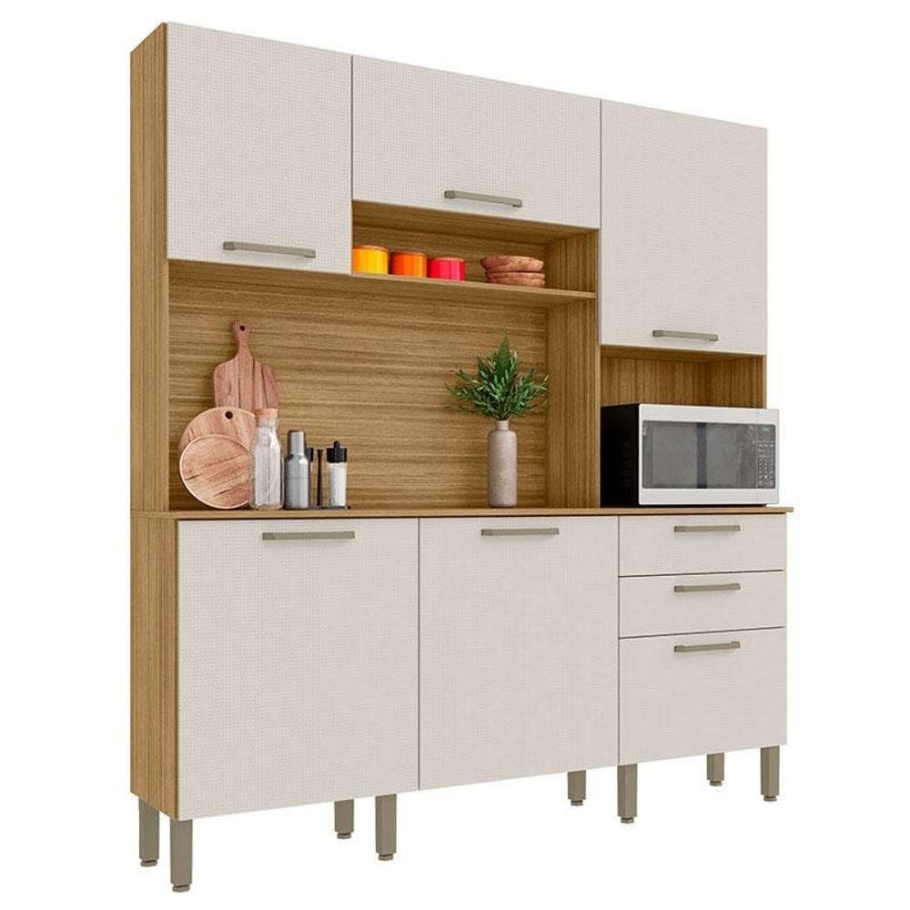 Cozinha Ferrara Plus 6 Portas E 2 Gavetas Freijó Soft - Kits Paraná