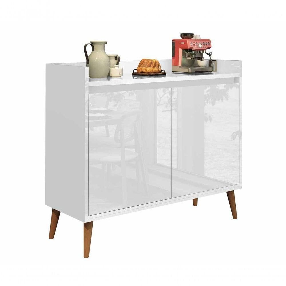 Balcão Buffet Retrô Delta 2 Portas Branco Gloss - Moveisaqui