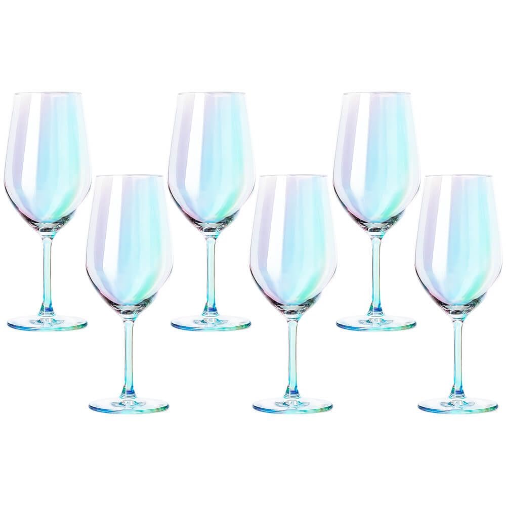 Jogo de Taças de Vinho de Cristal Furta Cor com Titânio Mendoza 460ml 6 peças - Seu Lar