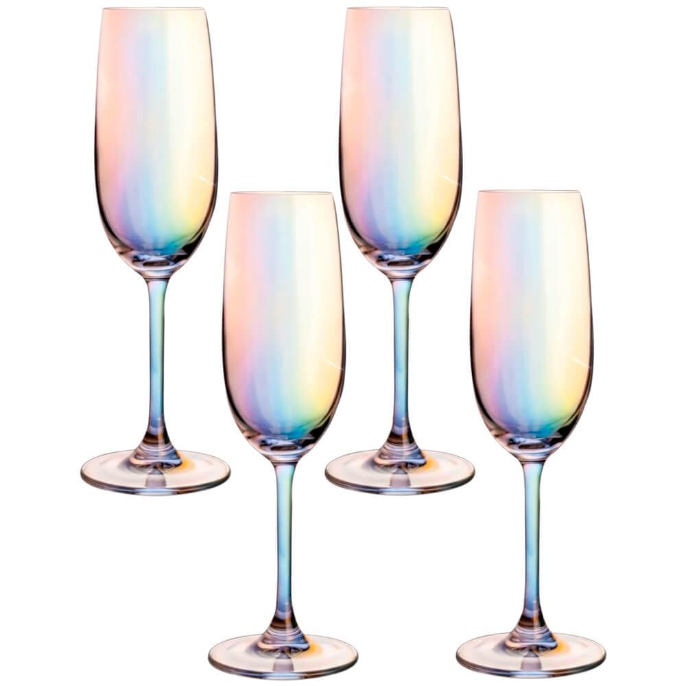 Jogo de Taça de Champagne Furta Cor de Cristal com Titânio Dom Paris Pérola 230ml 4 peças - Seu Lar