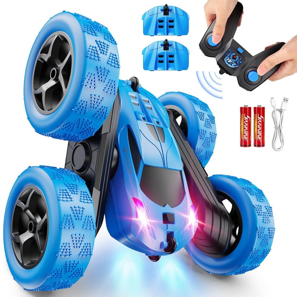Carro de acrobacias RC QUNREDA 4WD com luzes LED que vira 360° de 6 a 12 anos