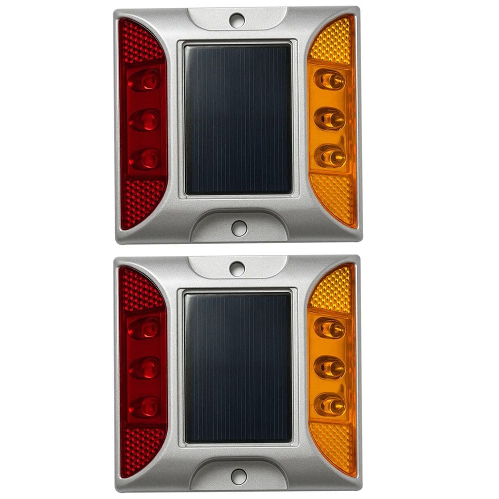 Tacha Sinalizador Solar Viario Kit 2 Uni Olho De Gato Sinalizaçao Rua Estrada Rodovia Pavimentaçao Transito Segurança