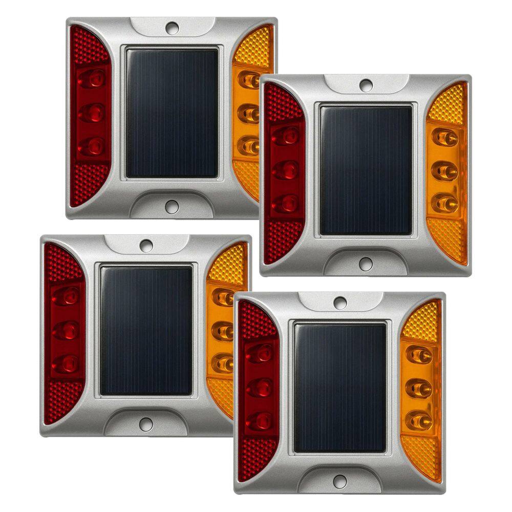 Tacha Solar Sinalizador Viario Olho de Gato Kit 4 Uni Rodovia Obra Transito Estrada Avenida Pavimentaçao Rua Segurança