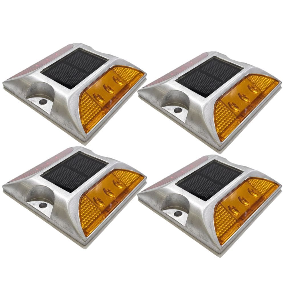 Tacha Sinalizador Solar Viario Kit 4 Uni Olho de Gato Rodovia Estrada Sinalizaçao Avenida Obra Transito Rua Segurança