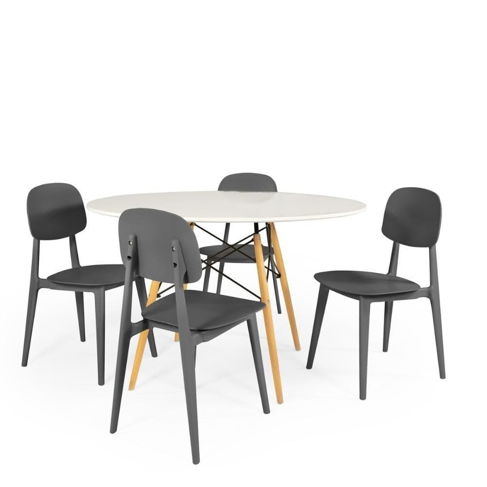 Conjunto Mesa De Jantar Redonda Eiffel-4 Cadeiras Itália