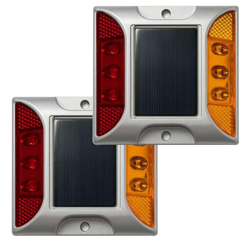 Tacha Sinalizaçao Viaria Solar Kit 2 Uni Olho de Gato Led Sinalizaçao Rodovia Obra Rua Transito Segurança Pavimentaçao