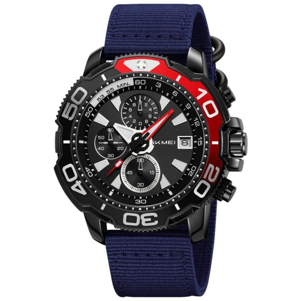 Relógio esportivo masculino pulseira de nylon 30m a prova d´agua multifuncional