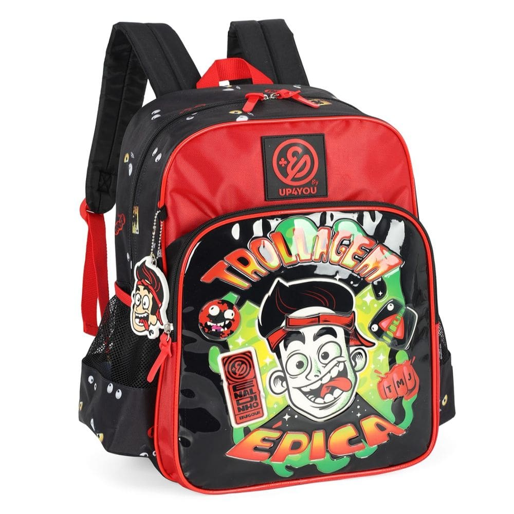 Mochila De Costas Enaldinho Escolar Youtuber Luxcel Vermelho