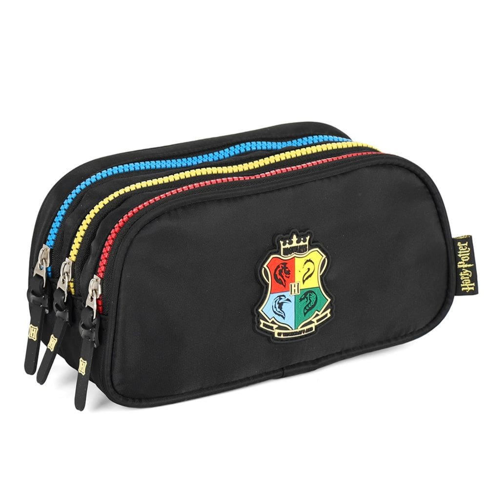 Estojo Triplo Harry Potter Brasão Hogwarts Luxcel Escolar