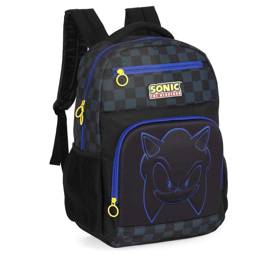 Mochila Sonic Infantil Juvenil Aulas Costas Cor Preto Up4you