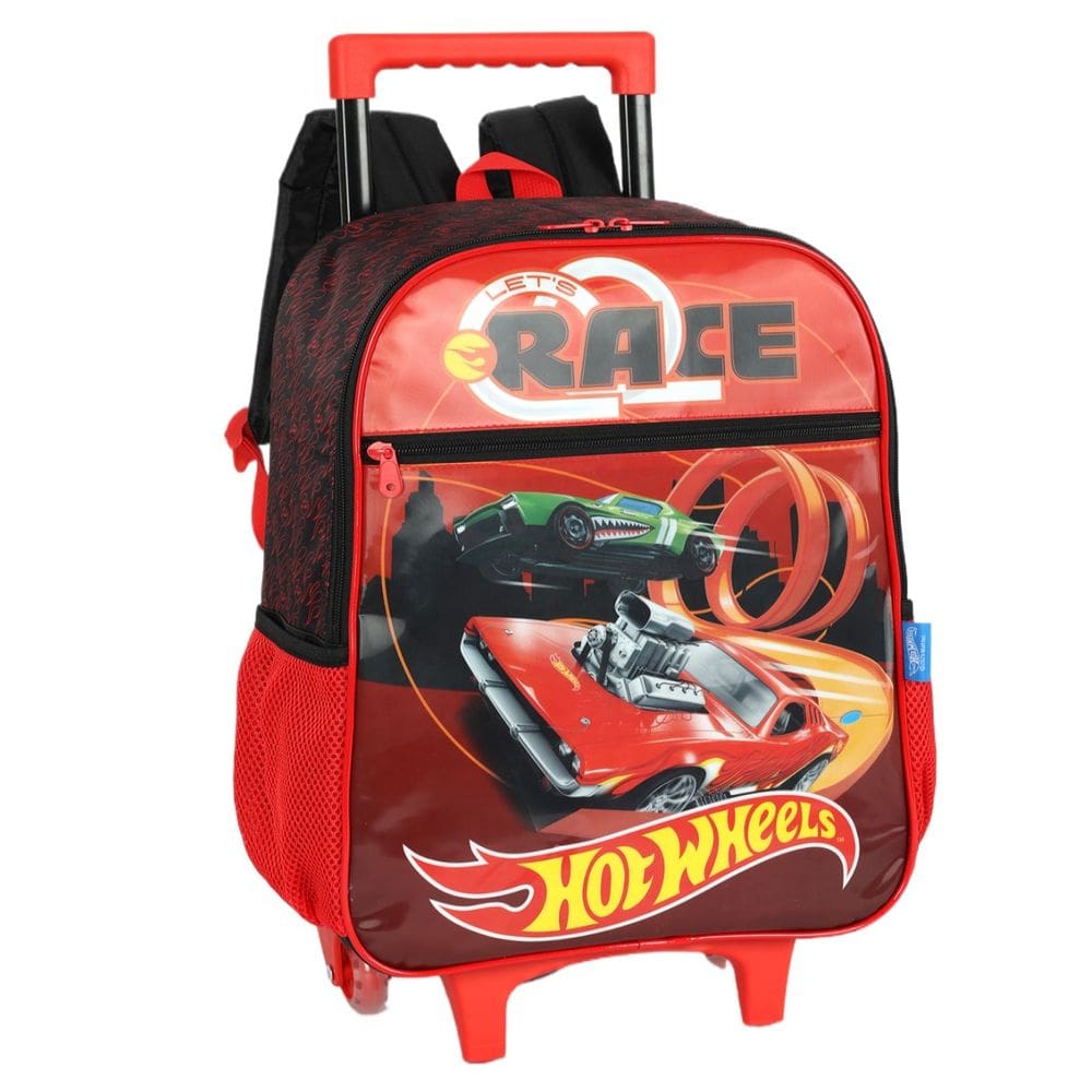 Mochila Hot Wheels Rodinha Infantil Carro Esportiva Vermelho