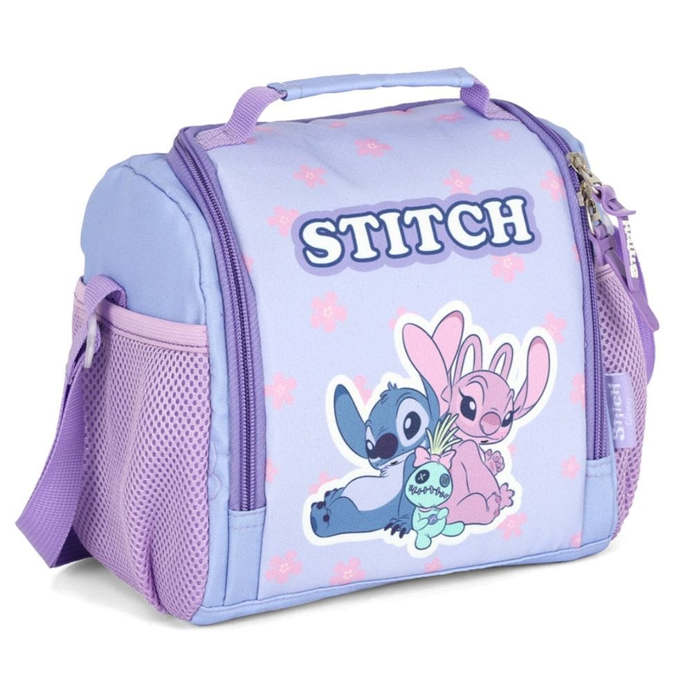 Lancheira Escolar Termica Roxo Stitch Disney Menina Flores