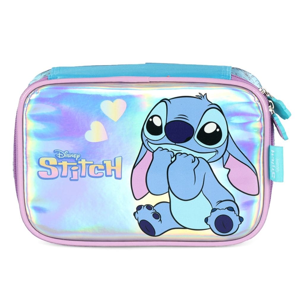 Estojo Box Escolar Stitch Holografico Azul Luxcel Up4you