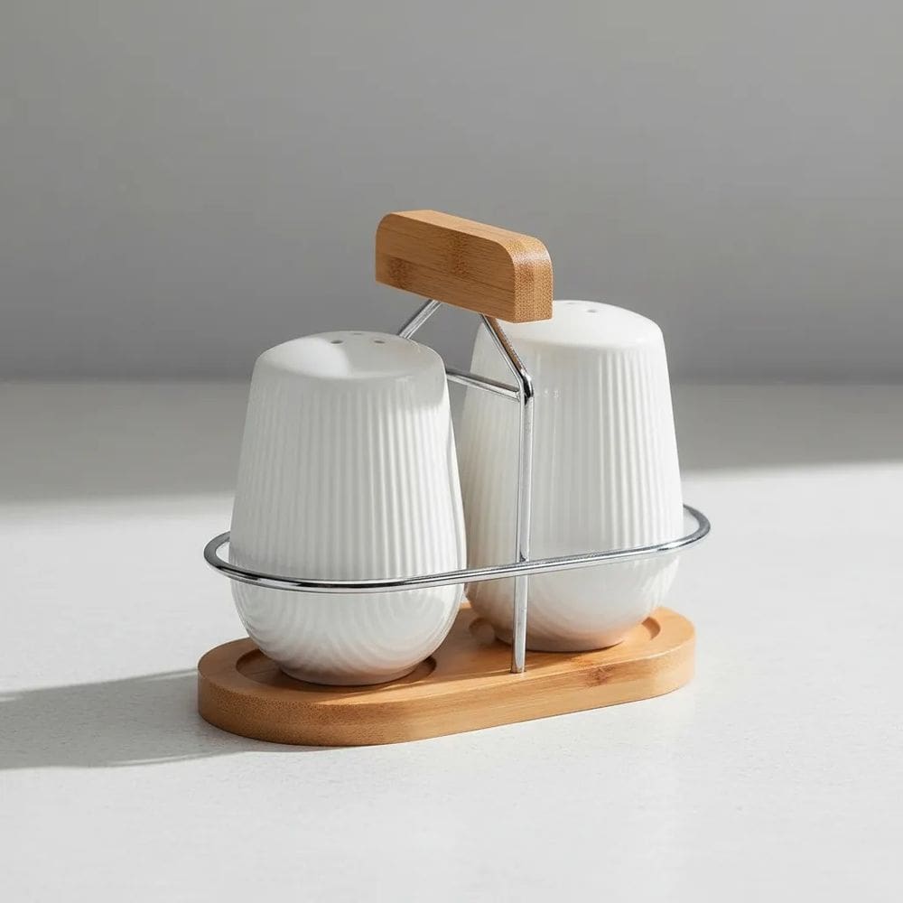 Saleiro e Pimenteiro Oásis em Cerâmica Branco 90ml