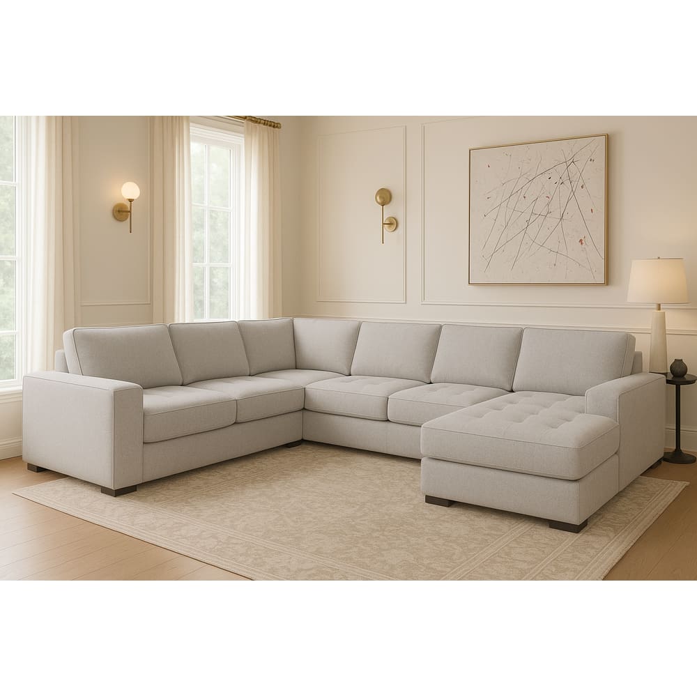 Sofá de Canto Gênova Master Linha Alta 6 Lugares com Chaise Premium Molas Ensacadas - Magna Estofados