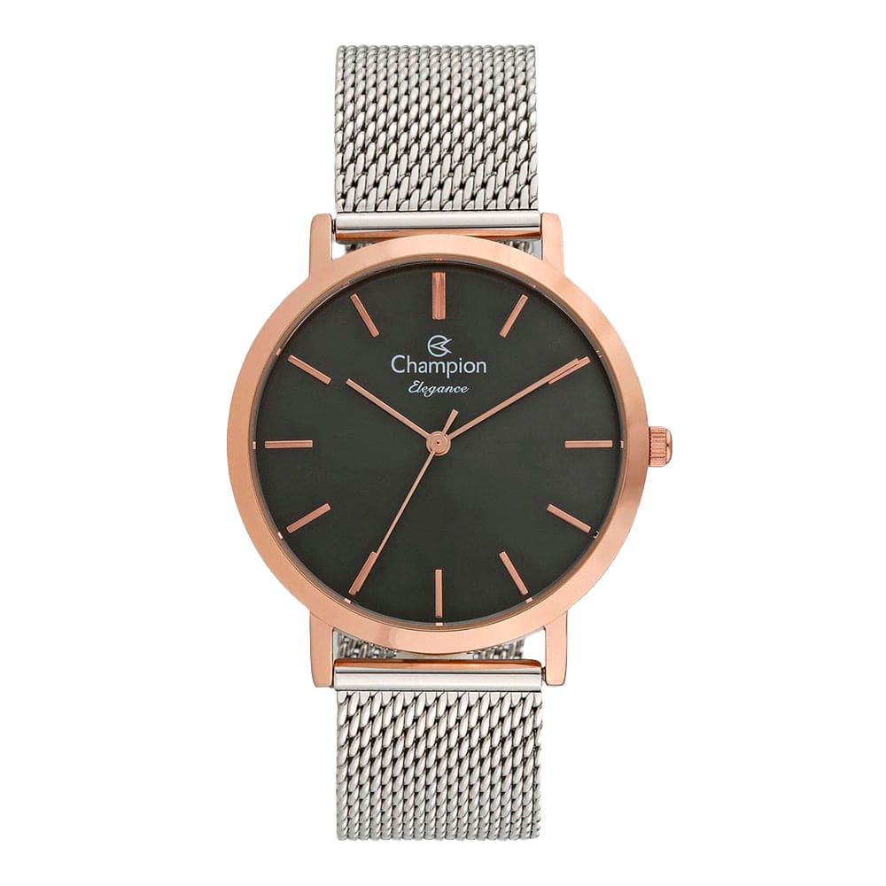 Relógio CHAMPION feminino analógico prata rosê cinza CN20819C