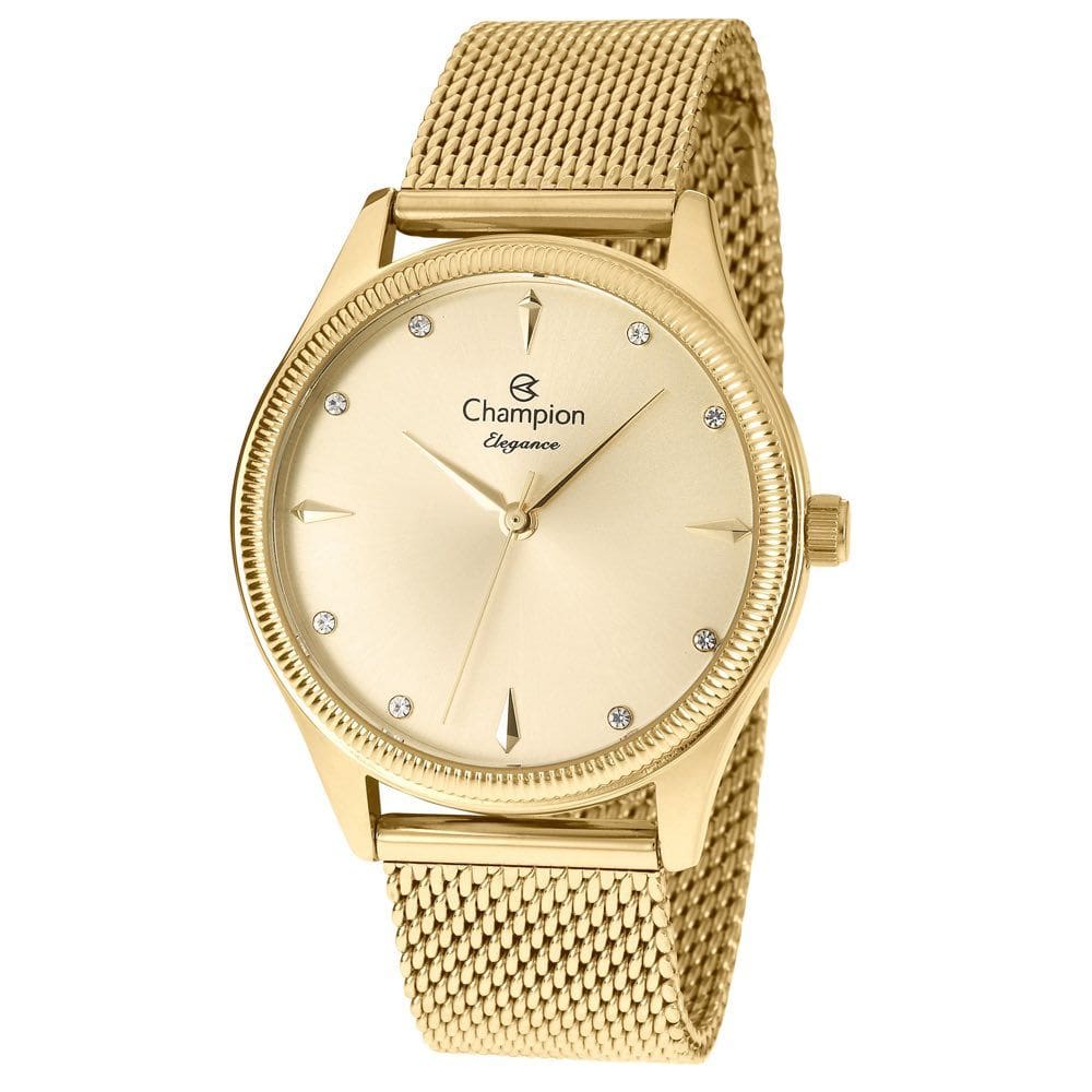 Relógio CHAMPION feminino dourado esteira CN24379G