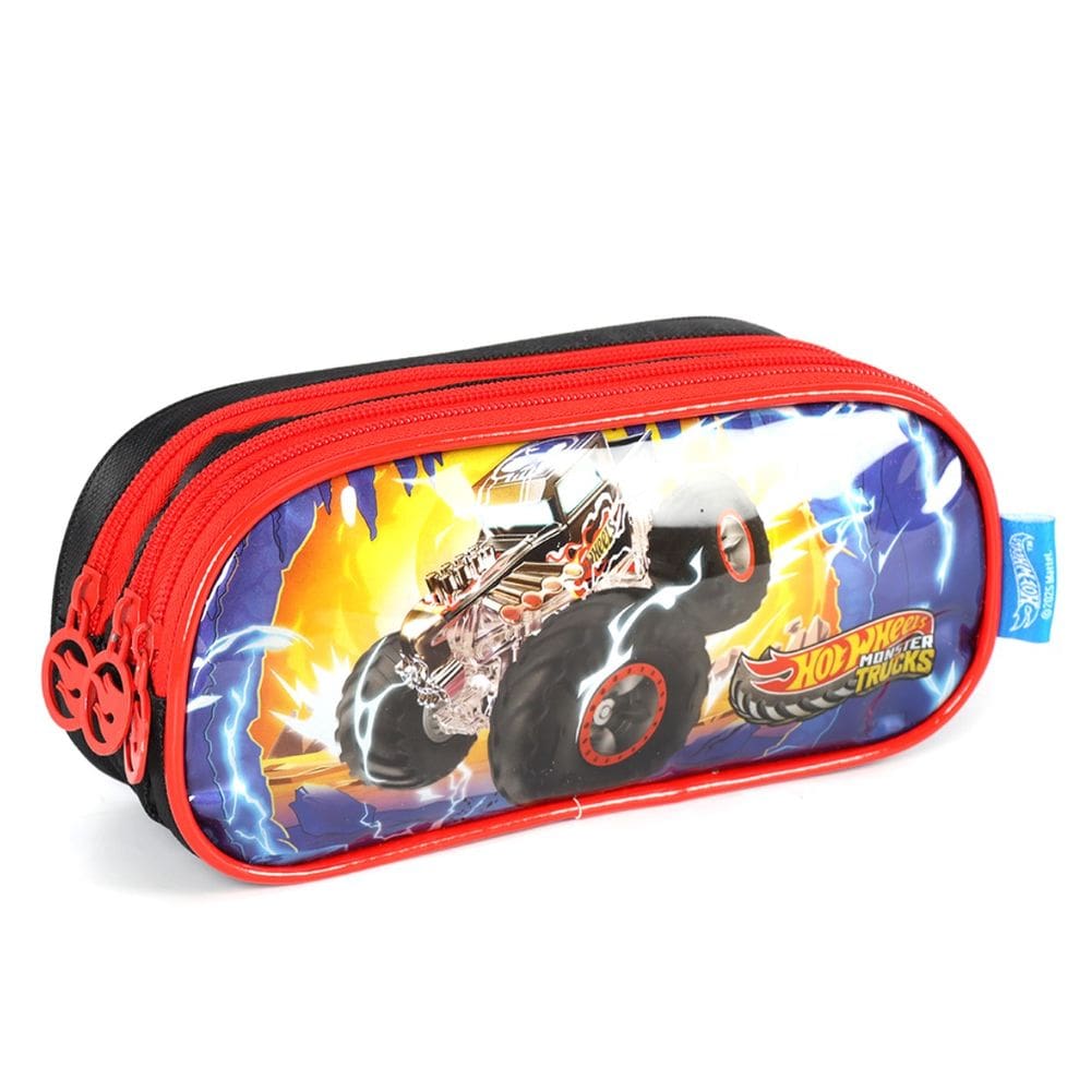 Estojo Escolar Infantil Luxcel Hot Wheels Preto Carro Menino