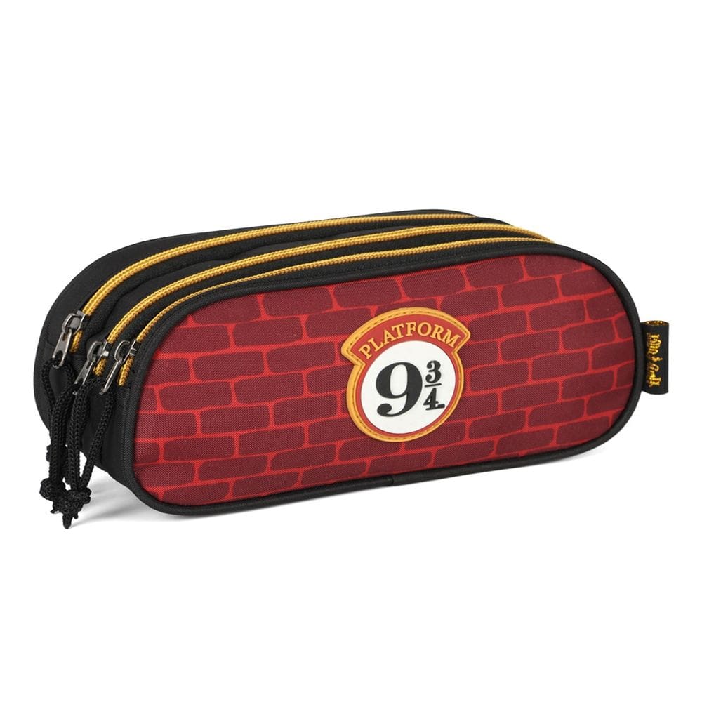 Estojo Triplo Escolar Harry Potter Luxcel Hogwarts Vinho