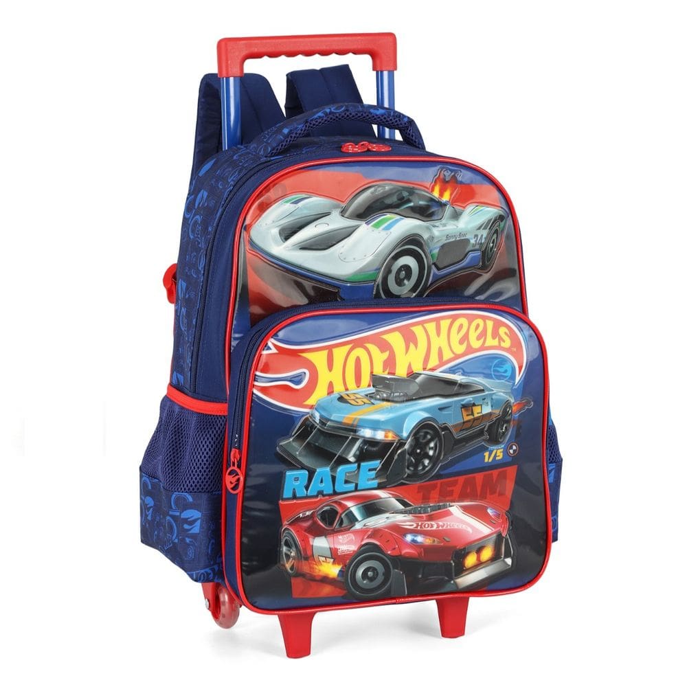 Mochila Hot Wheels Escolar Infantil Vermelho Menino Rodinha