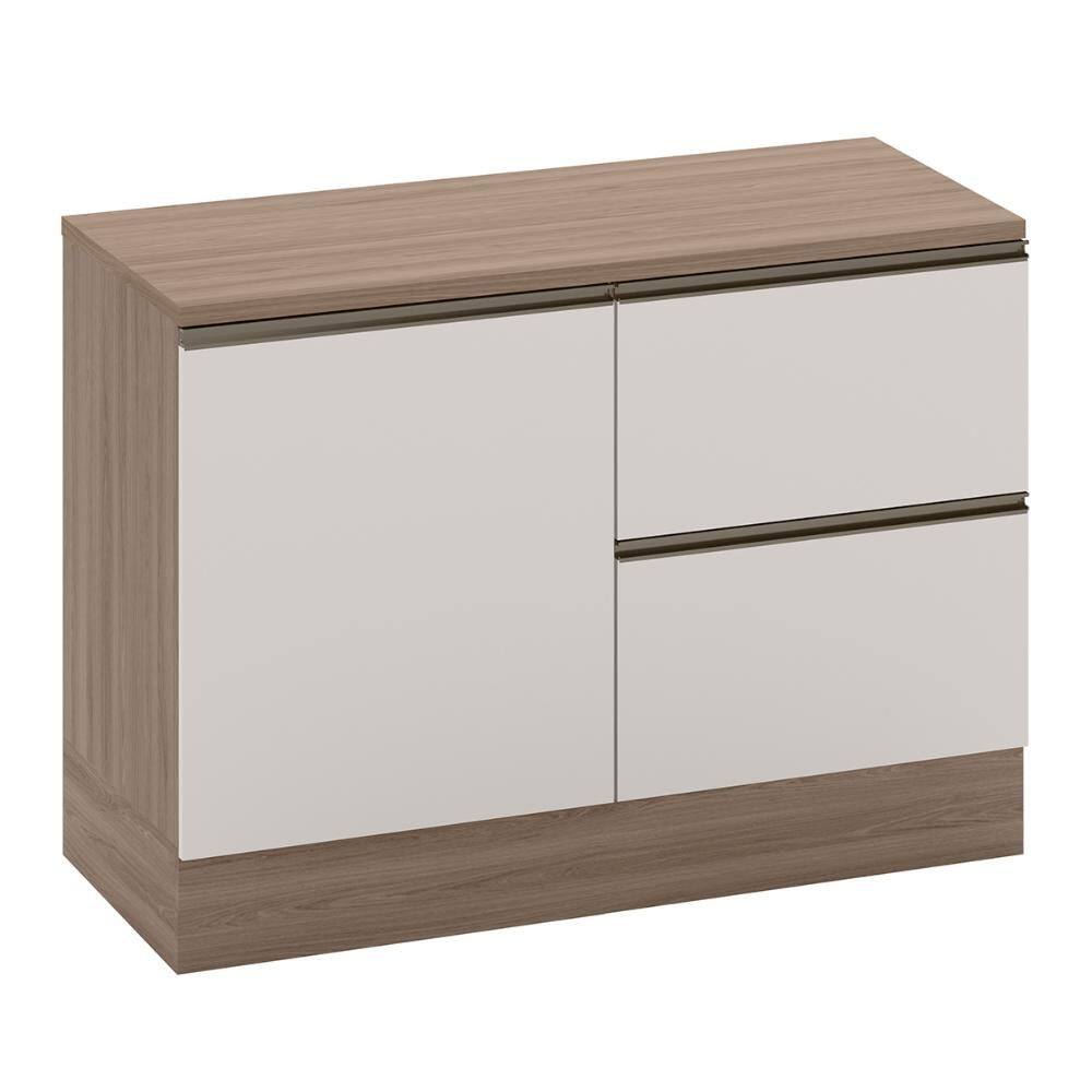 Balcão Etna com Tampo 120 cm 1 Porta e 3 Gavetas com Rodapé