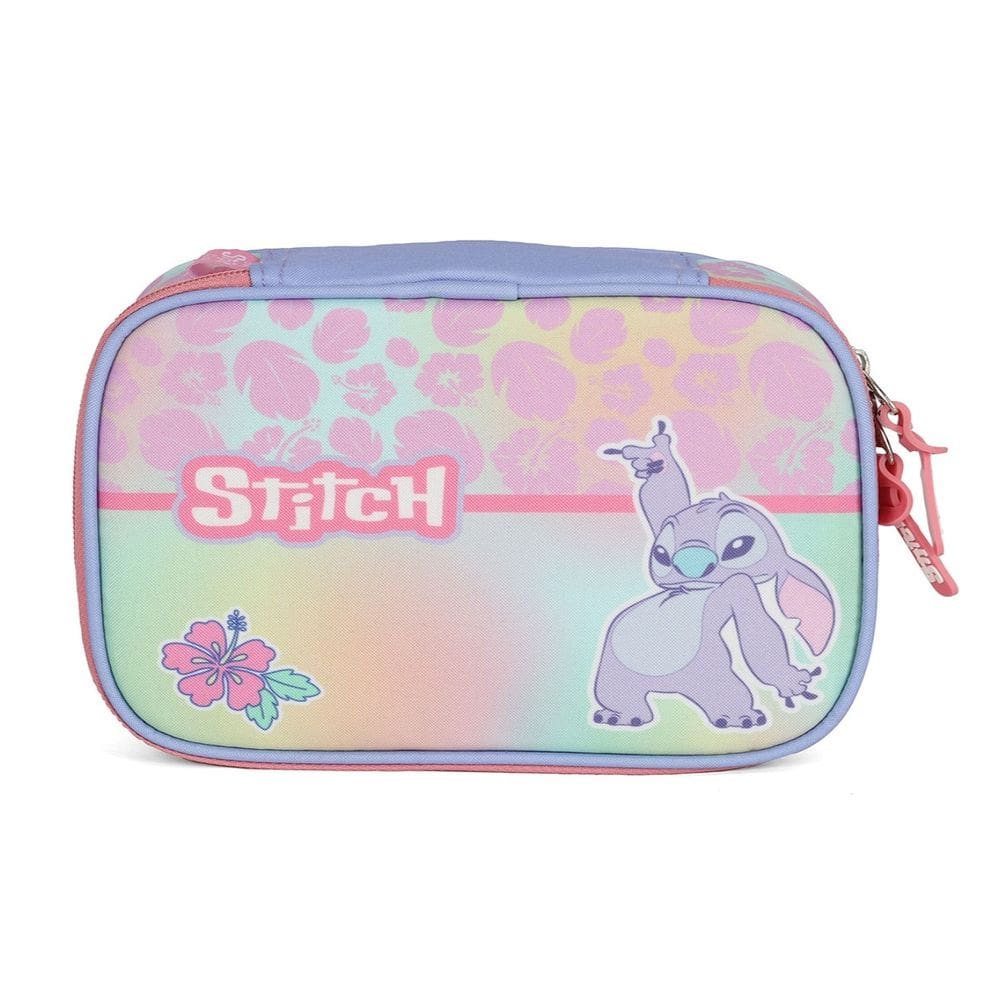 Estojo Box Grande Escola Infantil Stitch Disney Rosa Menina
