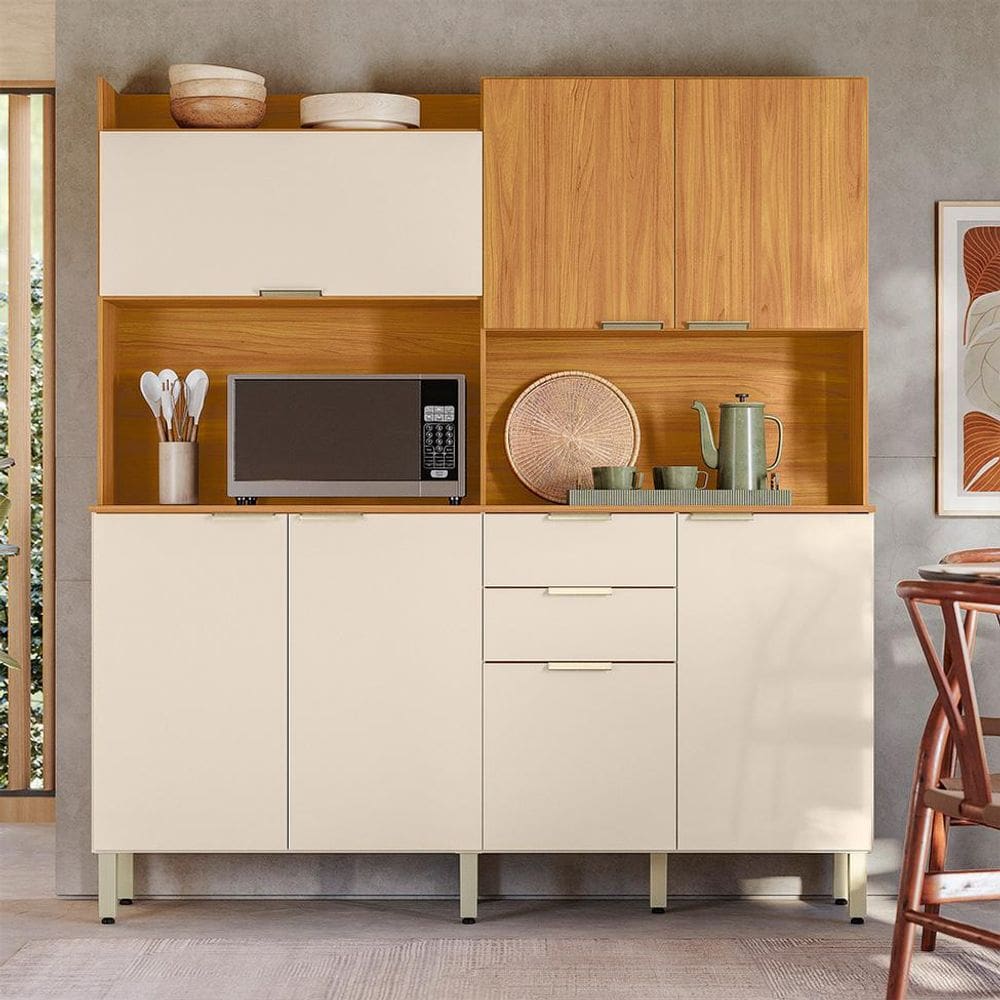 Kit de Cozinha Conde 7 Portas 2 Gavetas Cinamon e Off White