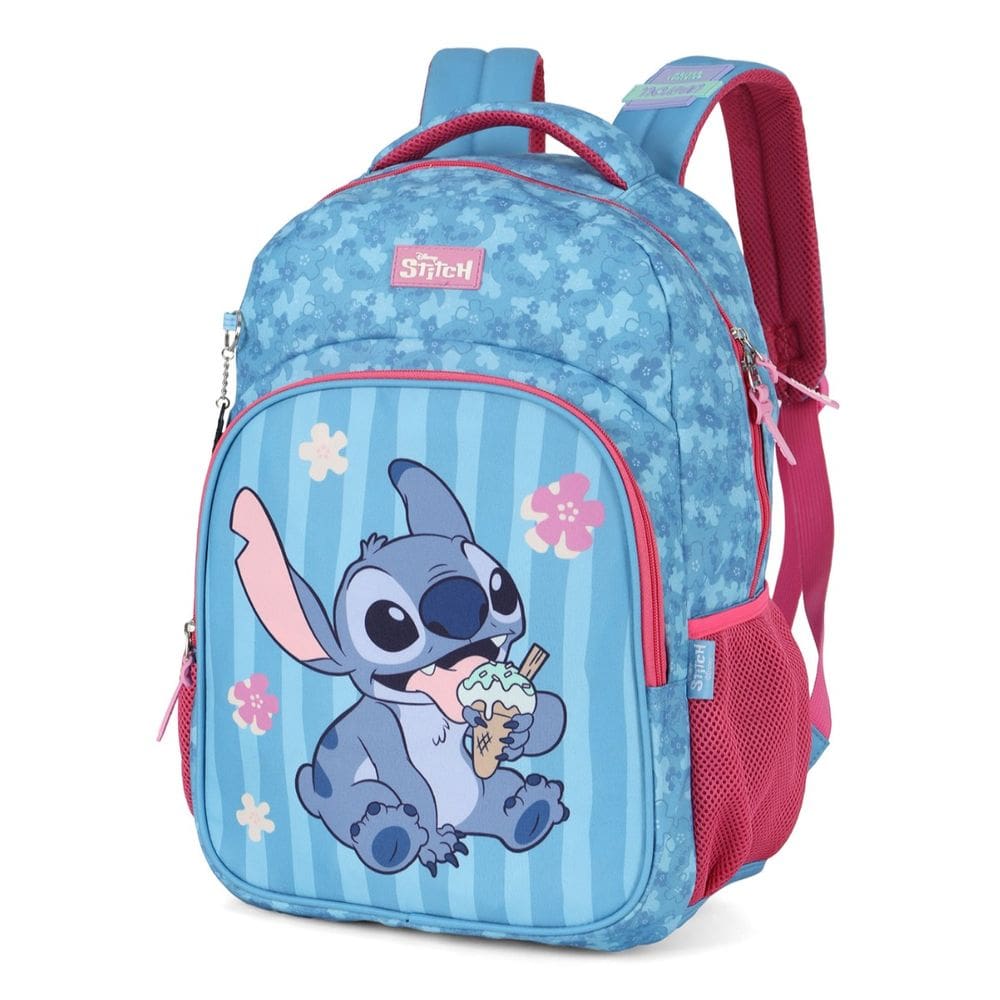 Mochila Costas Escolar Stitch Disney Pink Luxcel Lançamento