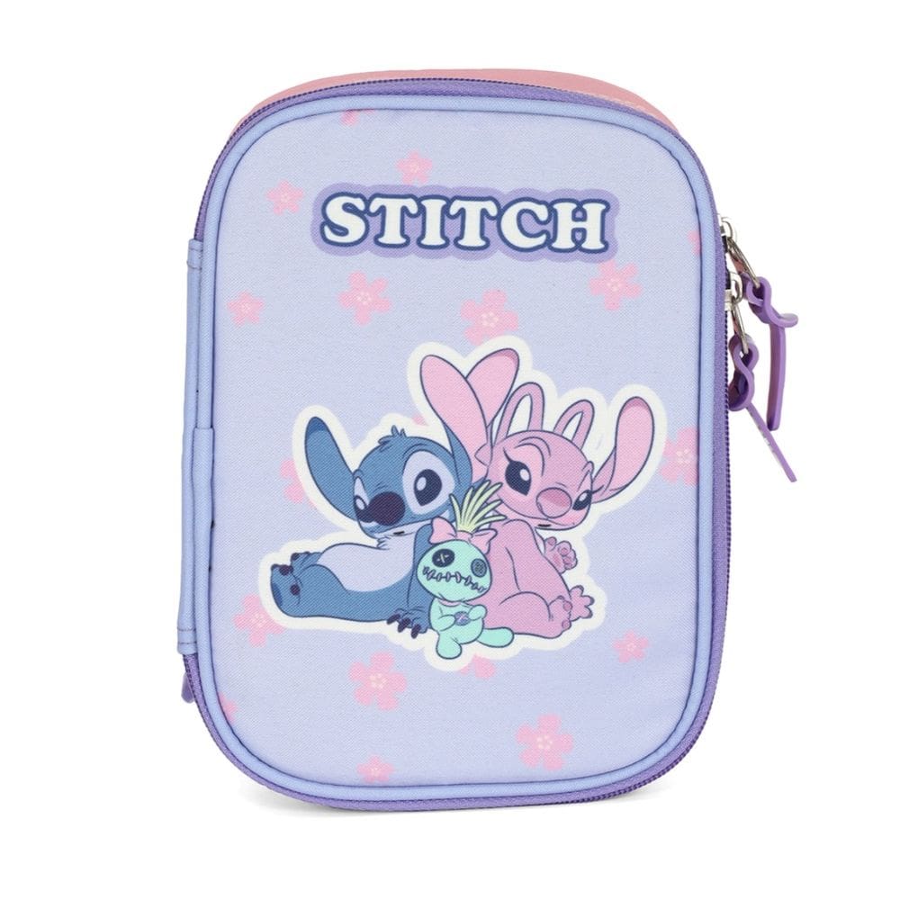 Estojo Box Grande Escola Infantil Stitch Disney Roxo Menina