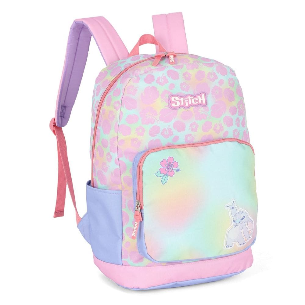 Mochila Stitch Grande Casual Reforçada Juvenil Rosa Disney
