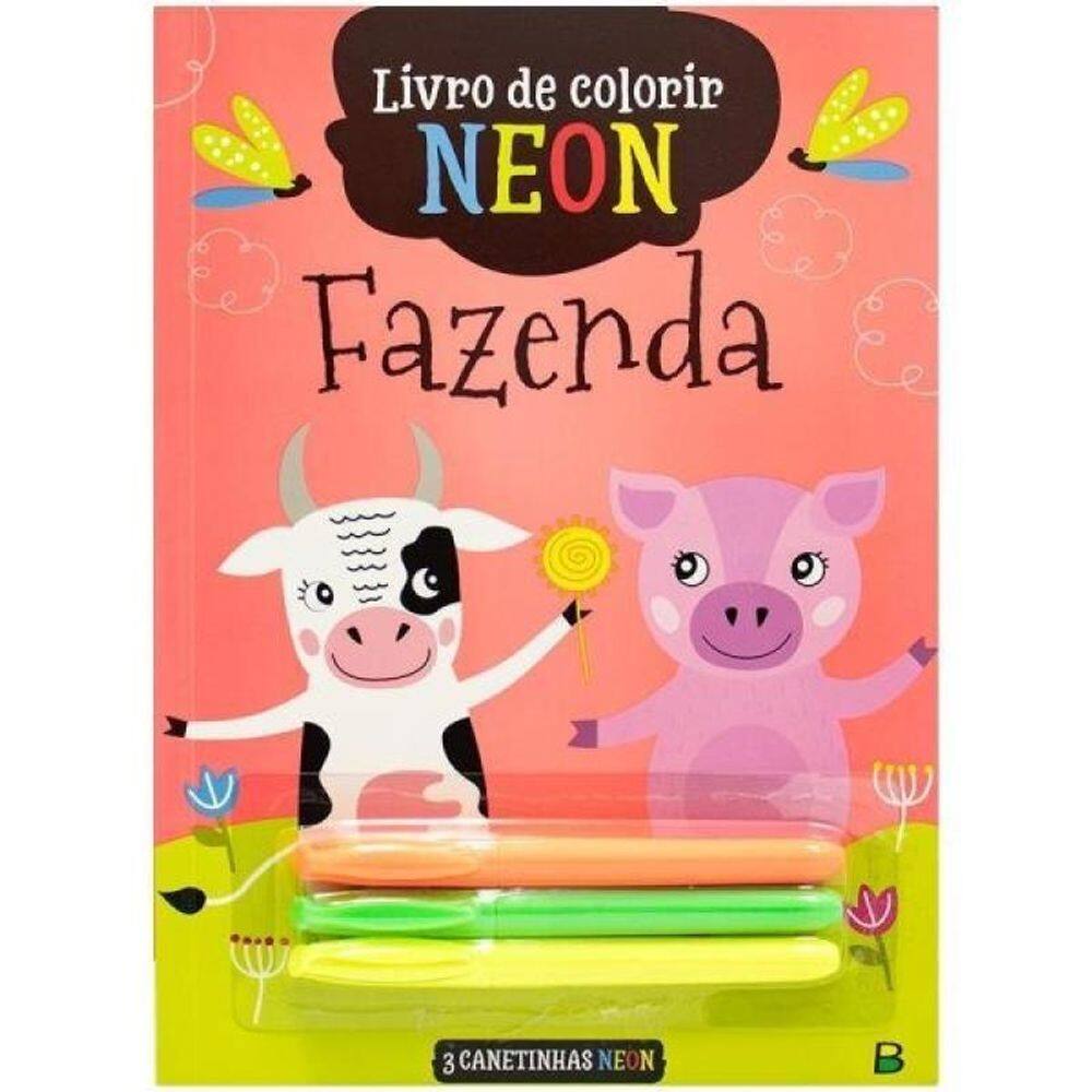 Livro De Colorir Neon: Fazenda