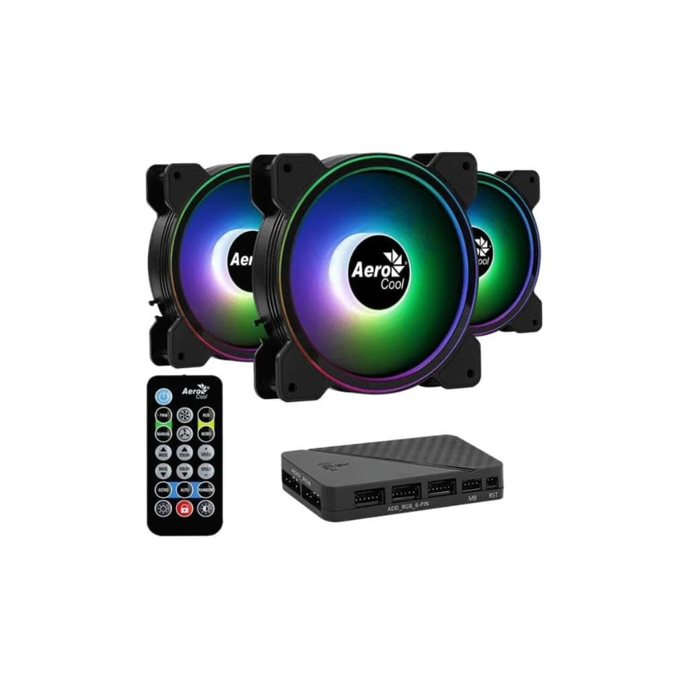 Kit 3 Cooler Fan c/ Hub Aerocool Saturn 12 ARGB Pro