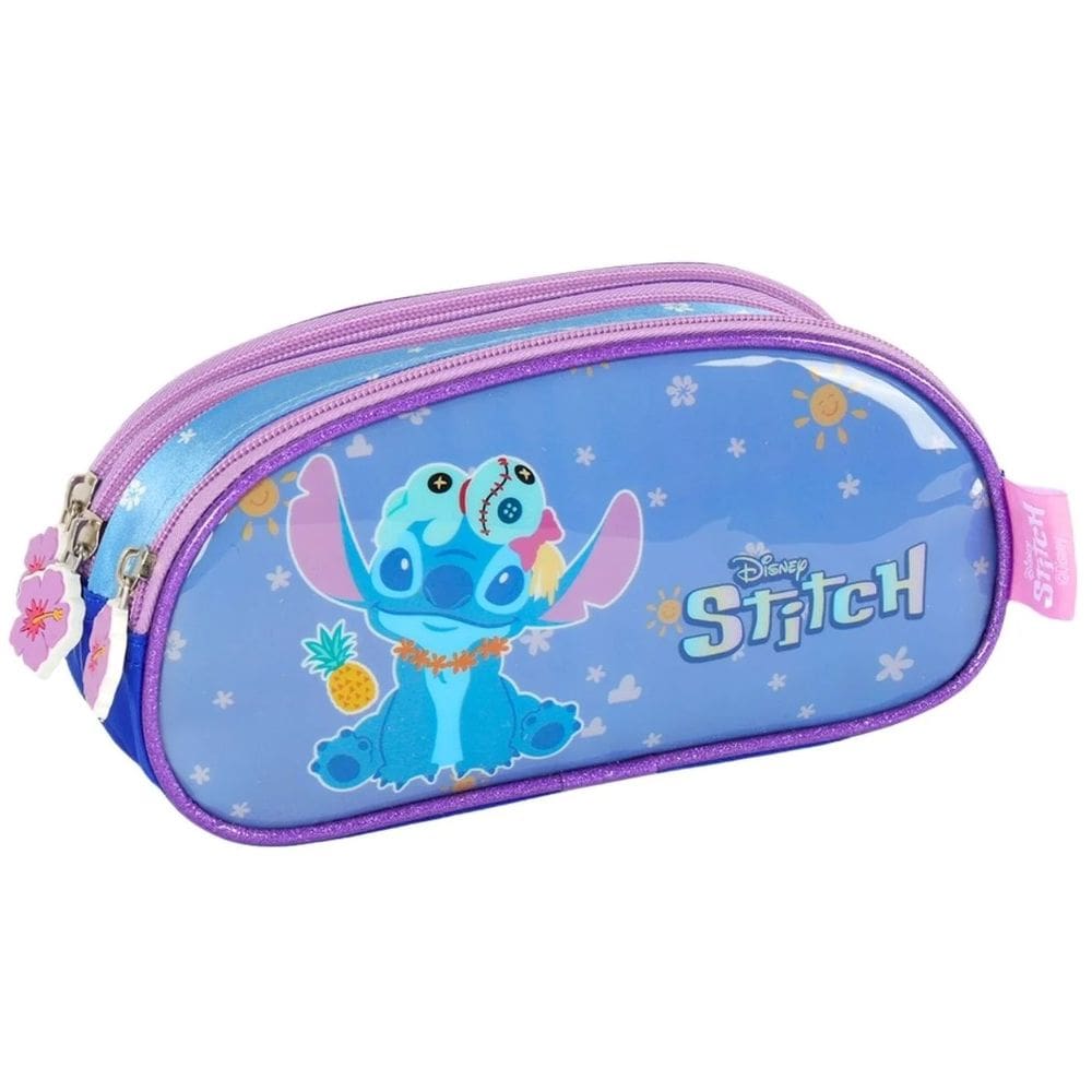 Estojo Escolar Triplo Stitch Disney 3 Divisorias Cor Violeta