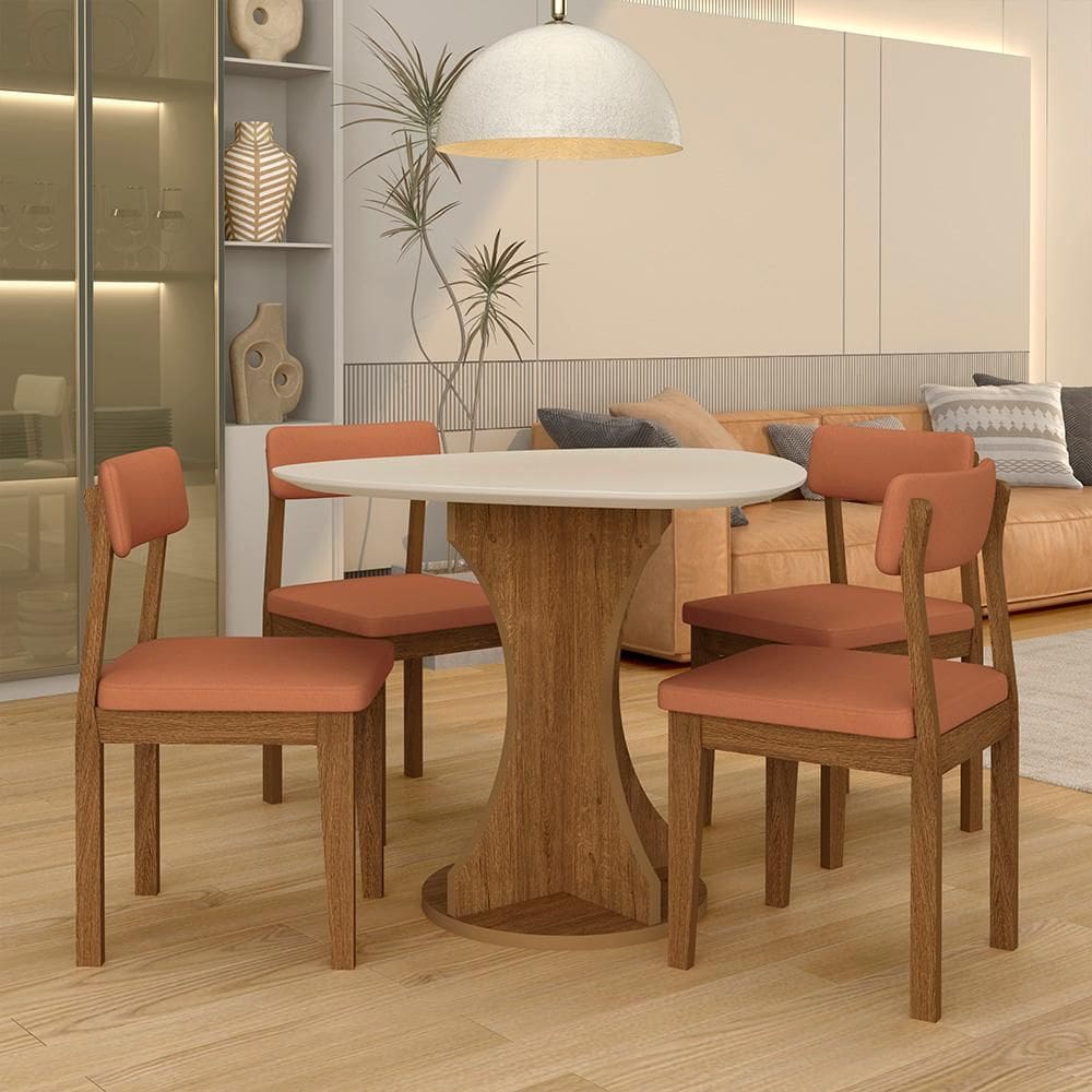 Mesa Tampo Orgânico Beijing + 4 Cad. Estofadas Fre/off/s.terraco - M.a