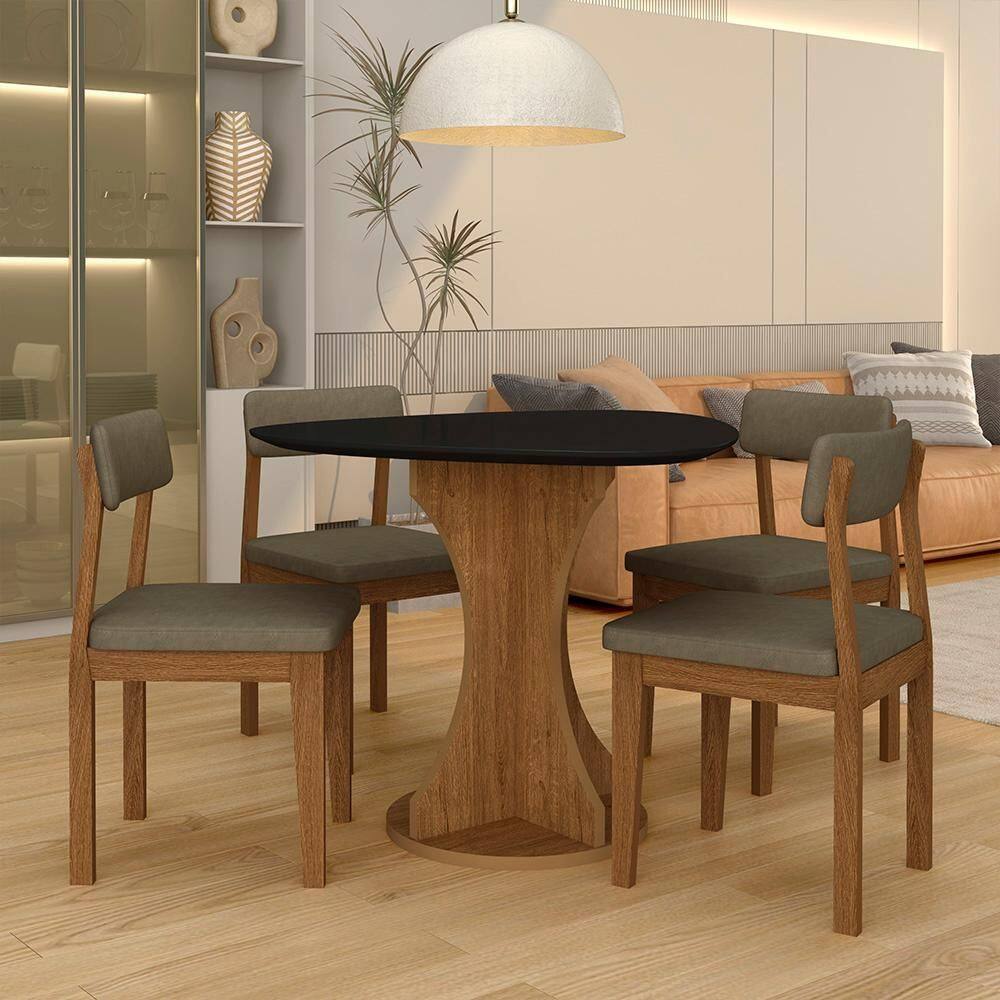 Mesa Tampo Orgânico Beijing + 4 Cad. Estofadas Fre/pto/s.capucci - M.a