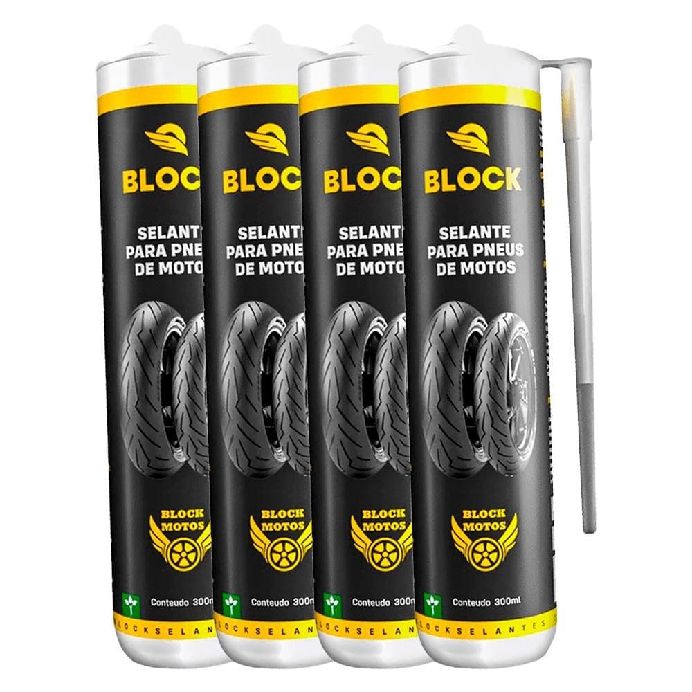 4 Selantes Para Pneus Vacina 300ml Block Motors
