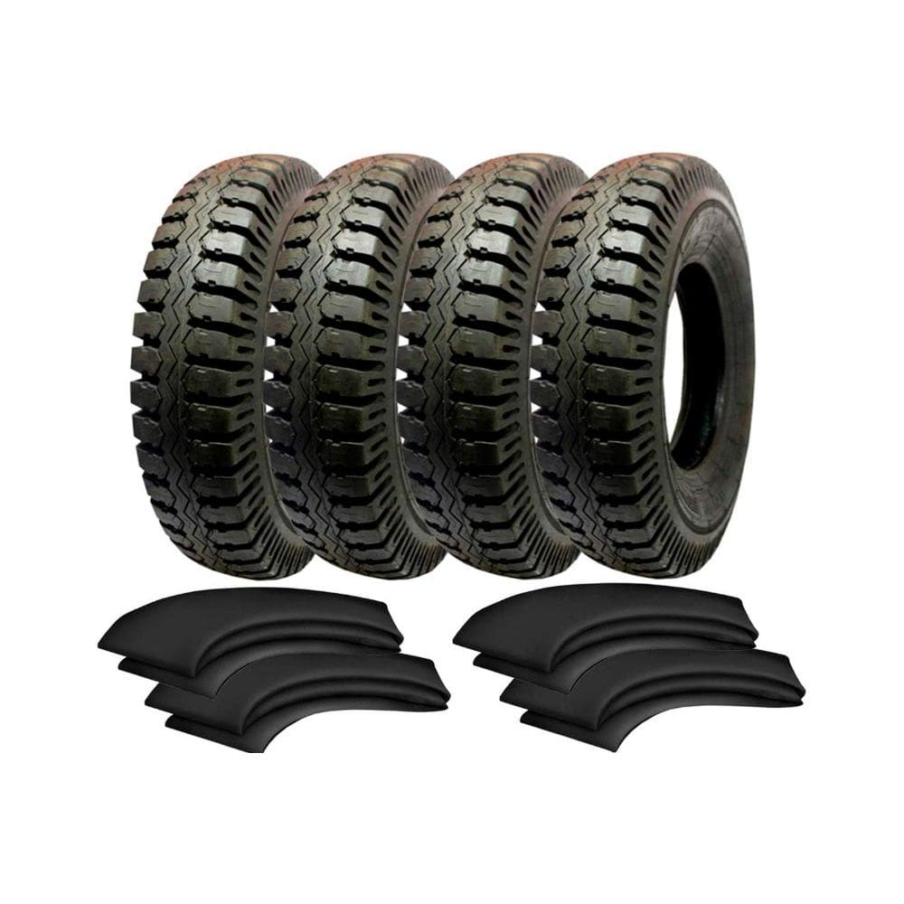 Kit 4 Pneus 700-16 113/112 10 Lonas At59 Anteo + 4 Camaras