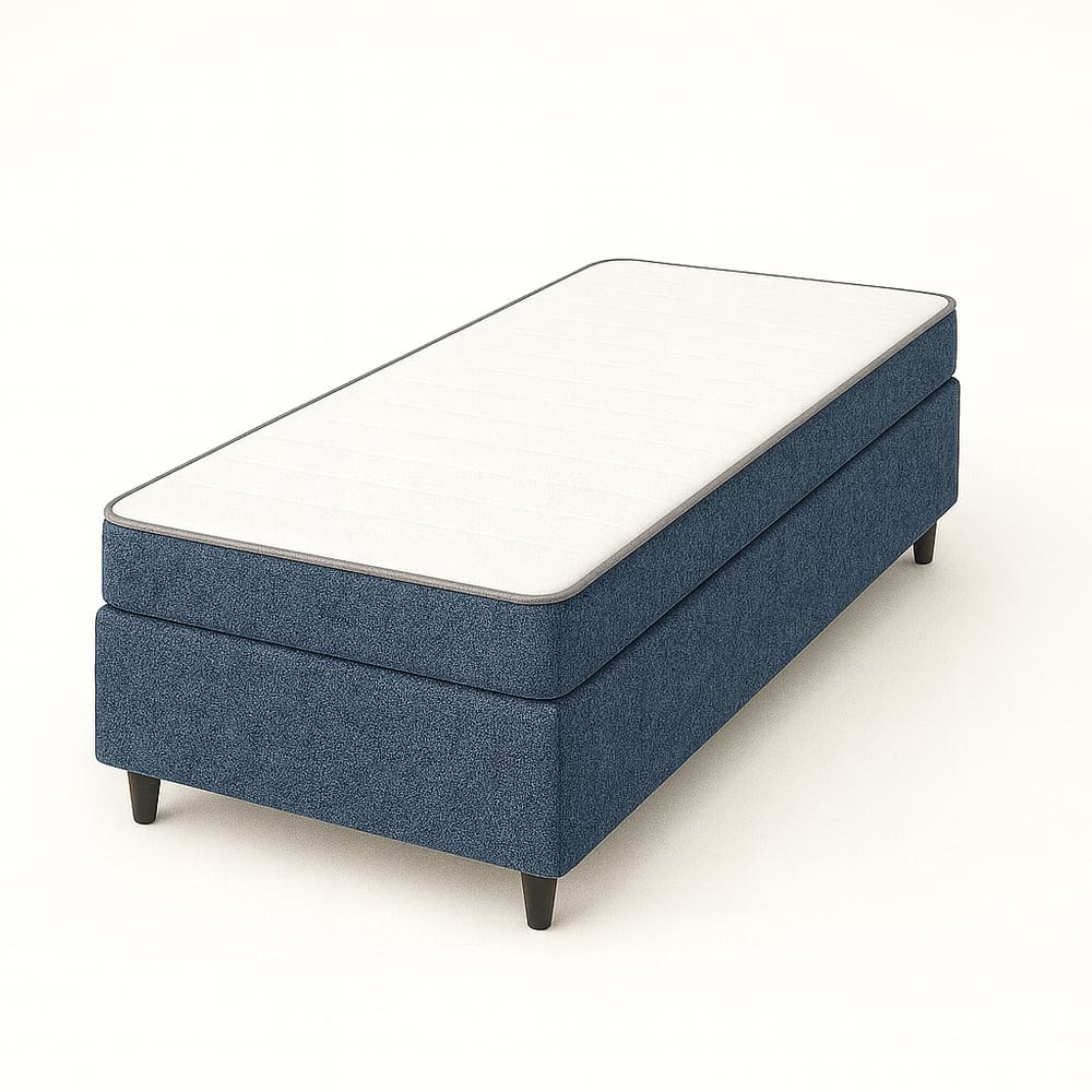 Base Box Solteiro Azul + Colchão D23 Solteiro 88x188x12 Azul – Conjunto Premium!