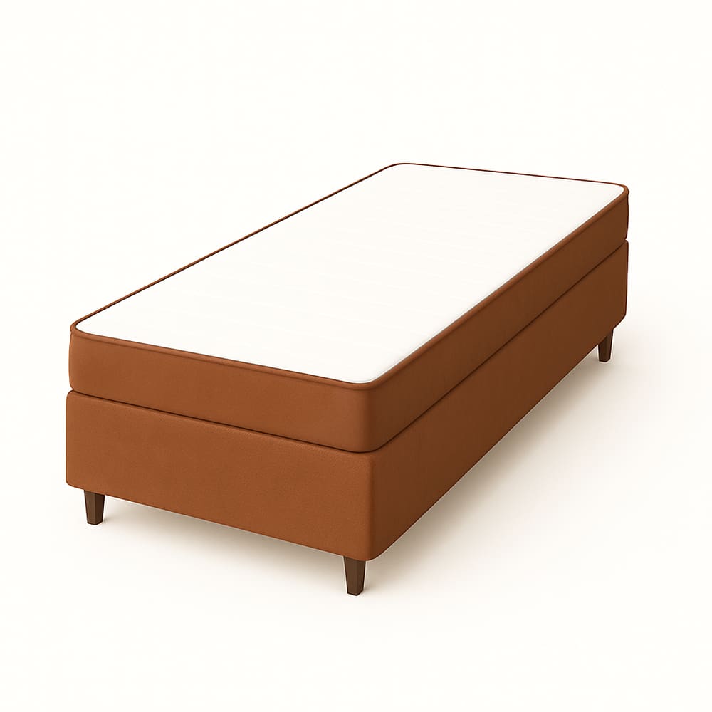 Base Box Solteiro Marrom + Colchão D23 Solteiro 88x188x12 Marrom– Conjunto Premium!
