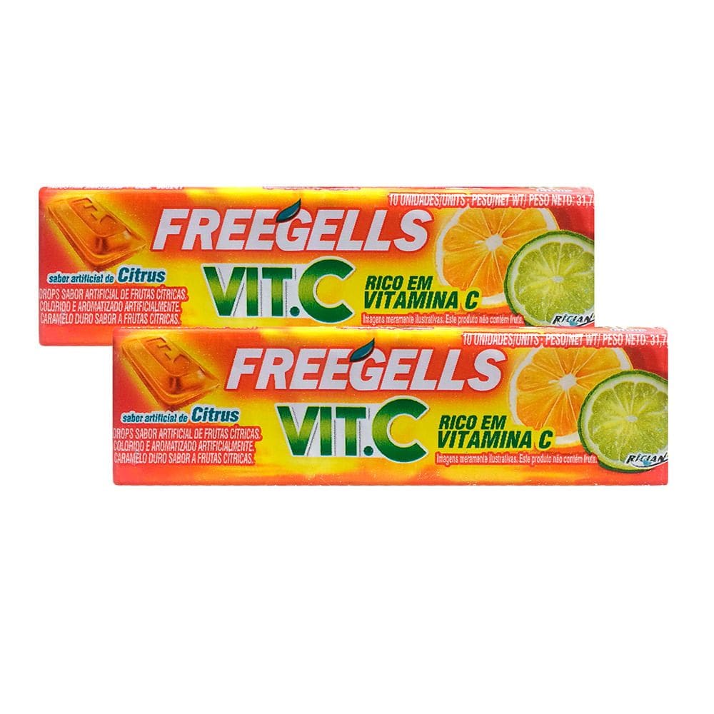 Kit 2 Drops Freegells Vit C Citrus com 31,7g