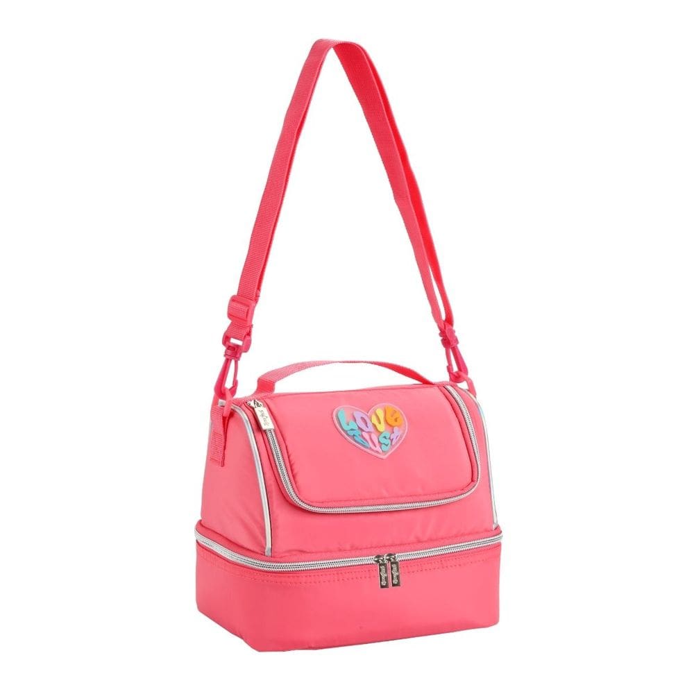 Lancheira Escolar Térmica Dupla Poliéster 2 Compartimentos Alimentos Marmita Frutas Lanche Refeição