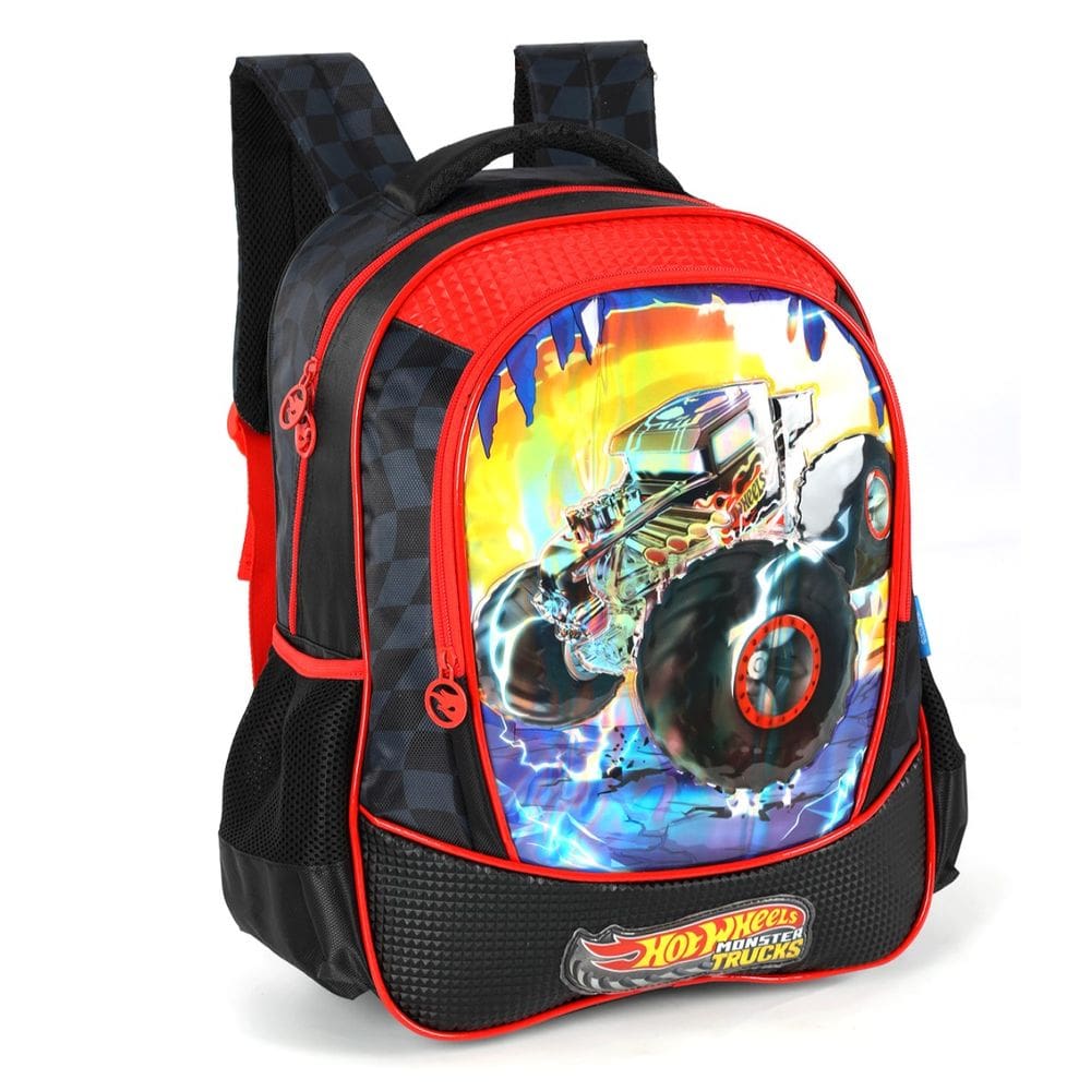 Mochila De Costas Escolar Hot Wheels Esportiva Luxcel Preto