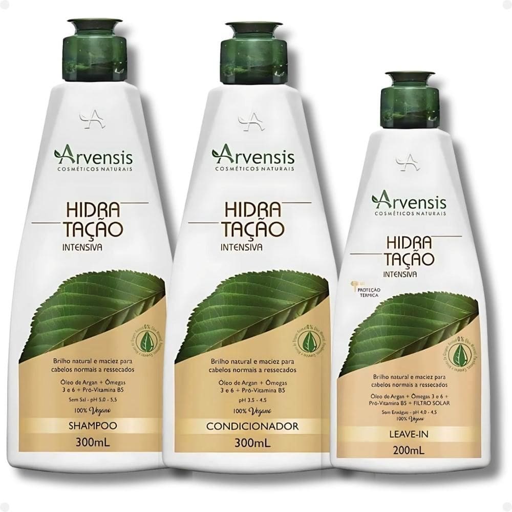 Kit Arvensis Hidratação Intensiva: Shampoo 300ml, Condicionador 300ml e Leave-in 200ml