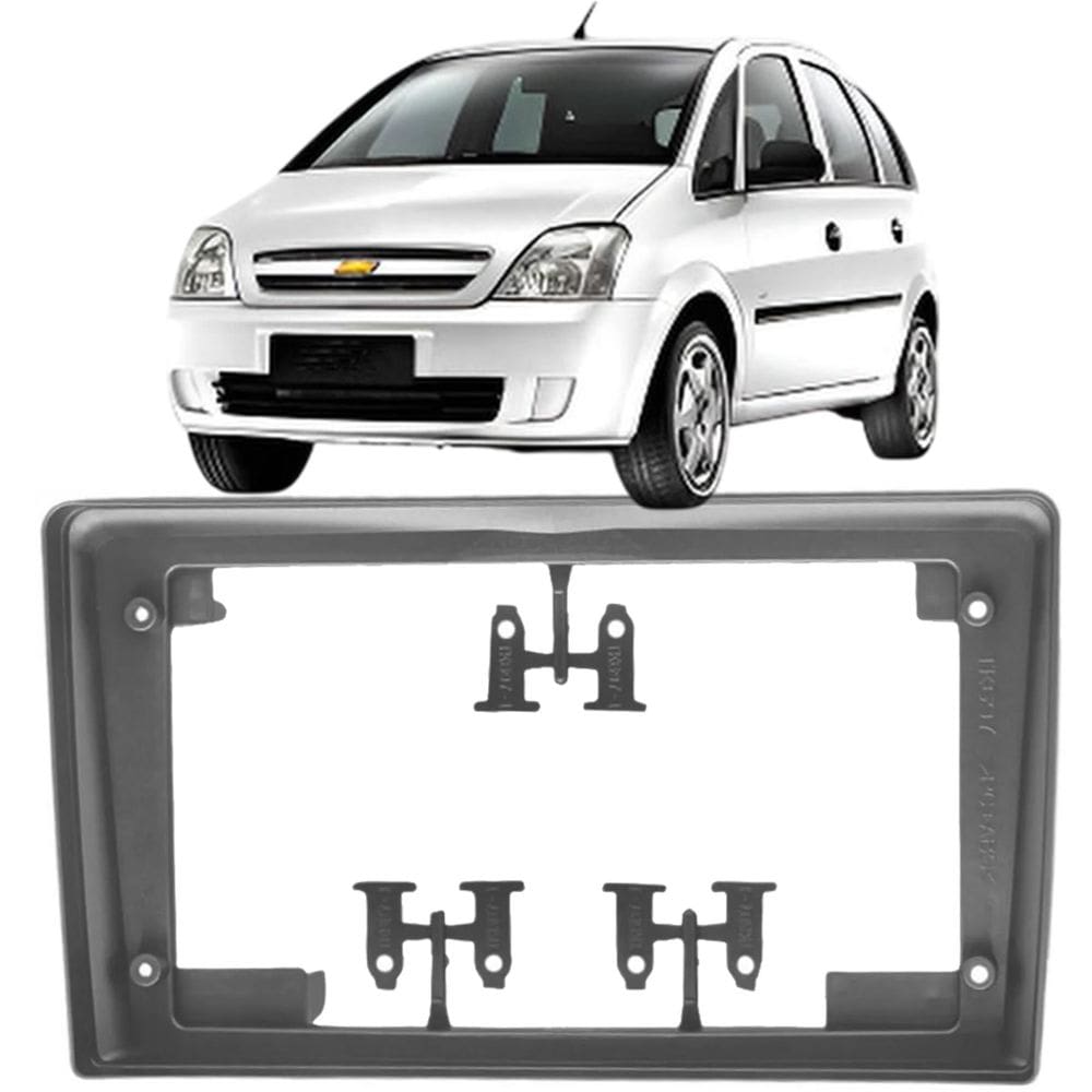 Moldura 9 Polegadas Meriva 2003 à 2013 Grafite Painel Central Multimidia Som